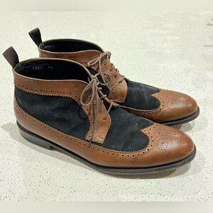 To Boot Brown Leather and Black Suede Wingtip Chukka Boots Size 13